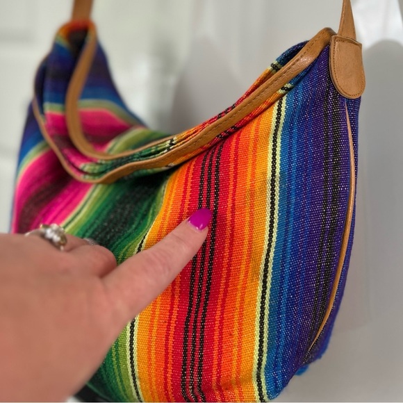 Franco Figgesi Bohemian Pink Multi Colored Guatemalan Purse Bag Vegan Leather - Picture 14 of 16